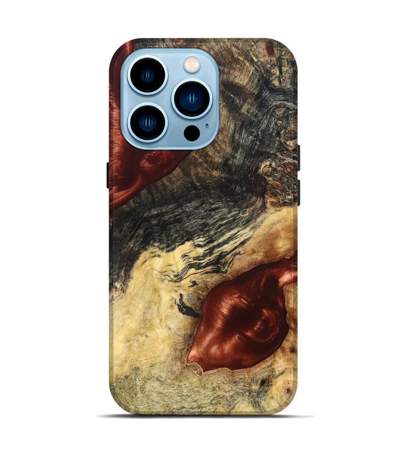 iPhone 14 Pro Wood Live Edge Phone Case - Scarlet (Solid Wood, 826333)