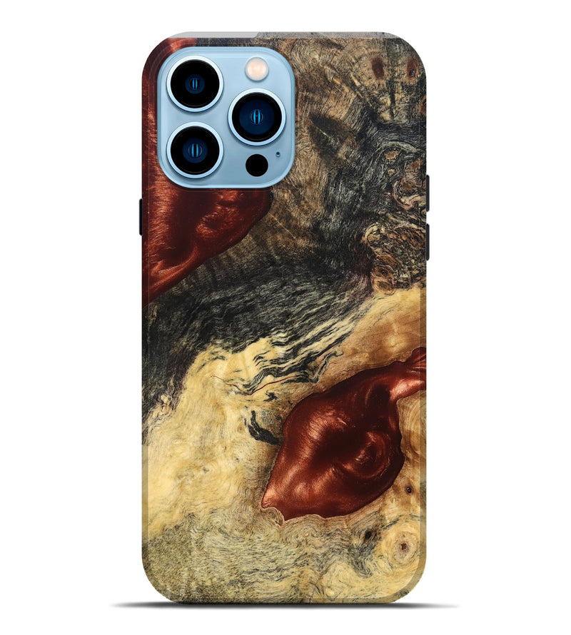 iPhone 14 Pro Max Wood Live Edge Phone Case - Scarlet (Solid Wood, 826333)
