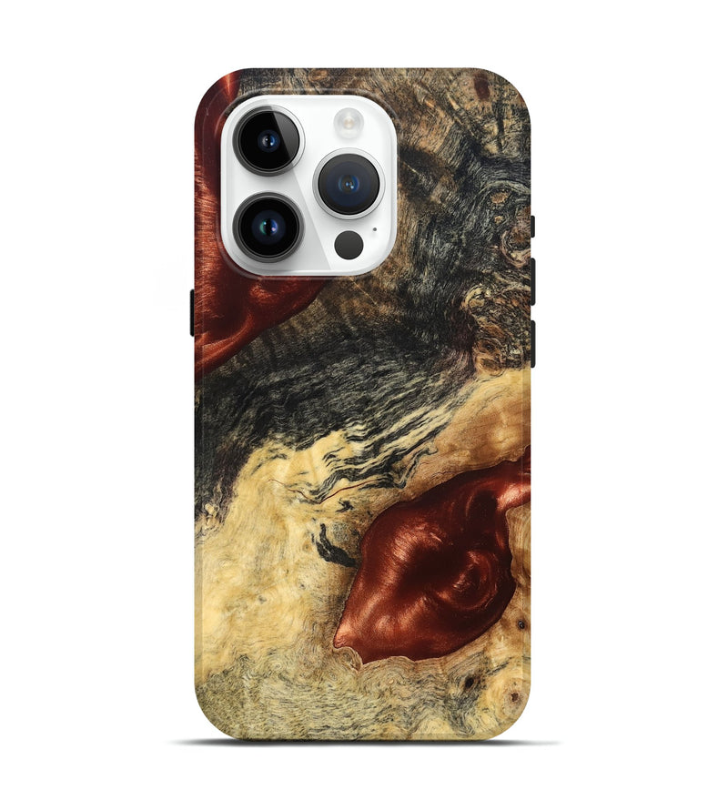 iPhone 15 Pro Wood Live Edge Phone Case - Scarlet (Solid Wood, 826333)
