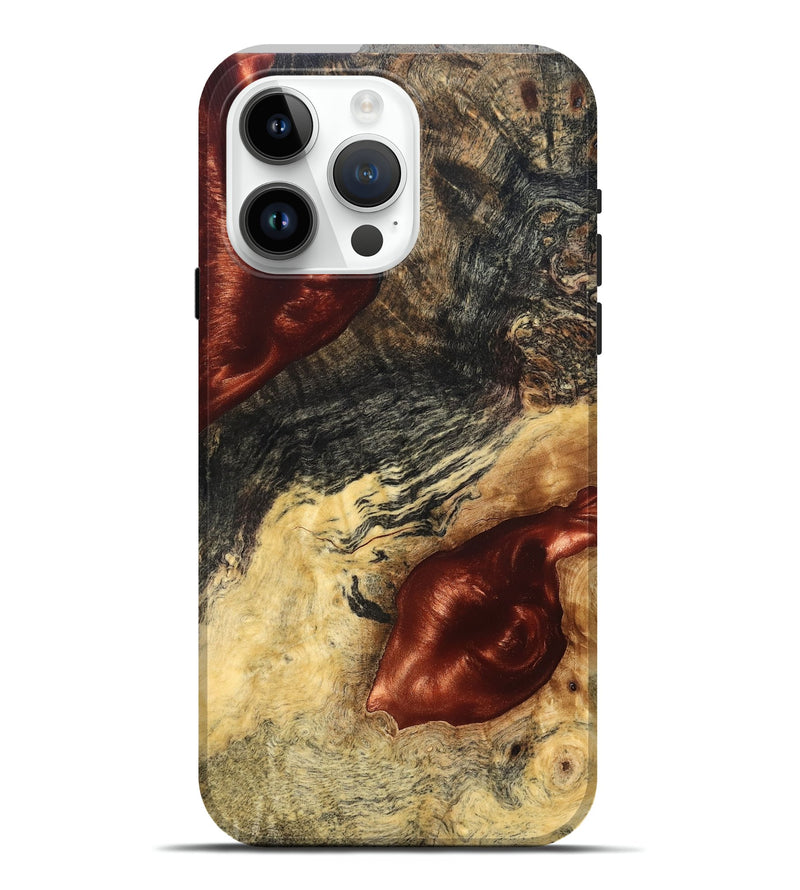 iPhone 15 Pro Max Wood Live Edge Phone Case - Scarlet (Solid Wood, 826333)