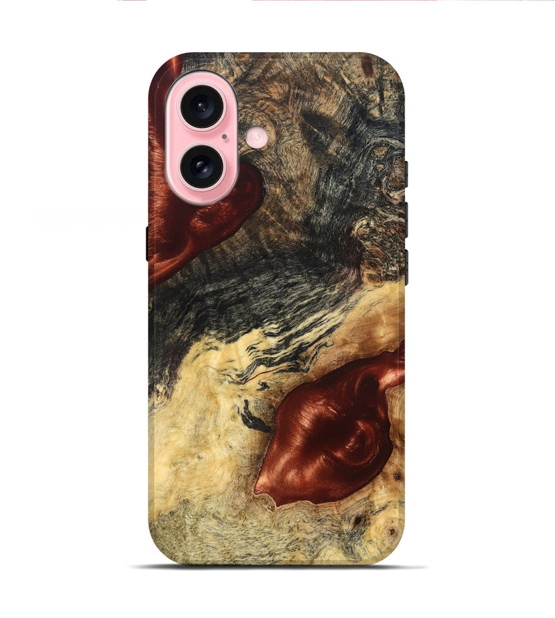 iPhone 16 Wood Live Edge Phone Case - Scarlet (Solid Wood, 826333)