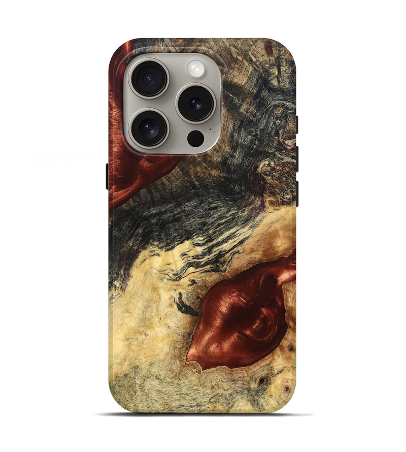 iPhone 16 Pro Wood Live Edge Phone Case - Scarlet (Solid Wood, 826333)