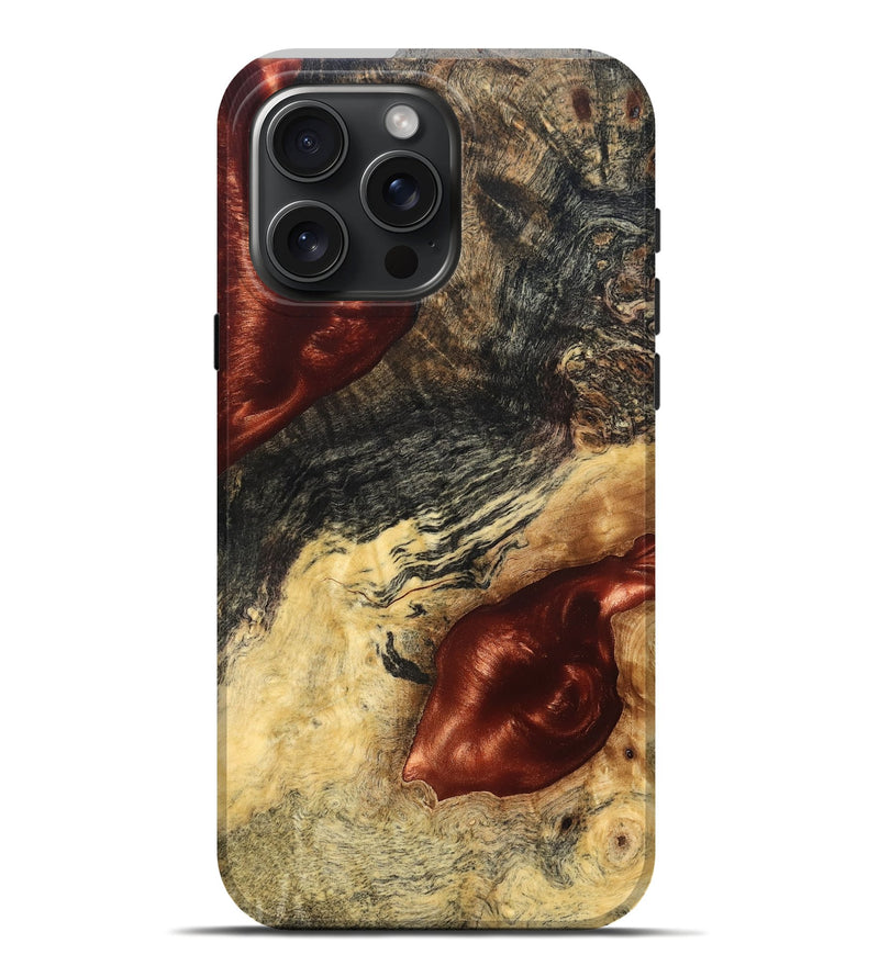 iPhone 16 Pro Max Wood Live Edge Phone Case - Scarlet (Solid Wood, 826333)