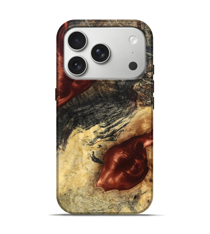 iPhone 17 Pro Wood Live Edge Phone Case - Scarlet (Solid Wood, 826333)