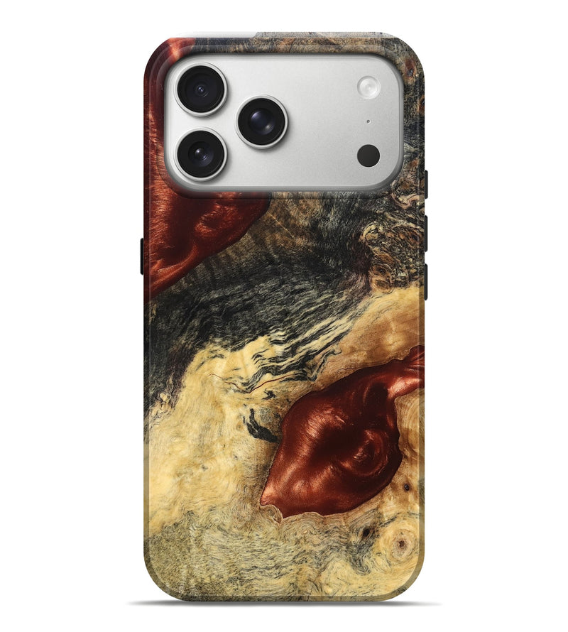 iPhone 17 Pro Max Wood Live Edge Phone Case - Scarlet (Solid Wood, 826333)