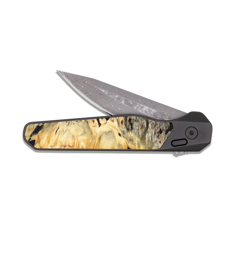 EDC Dark Damascus Wood Pocket Knife - Leona (Wood Burl, 826353)