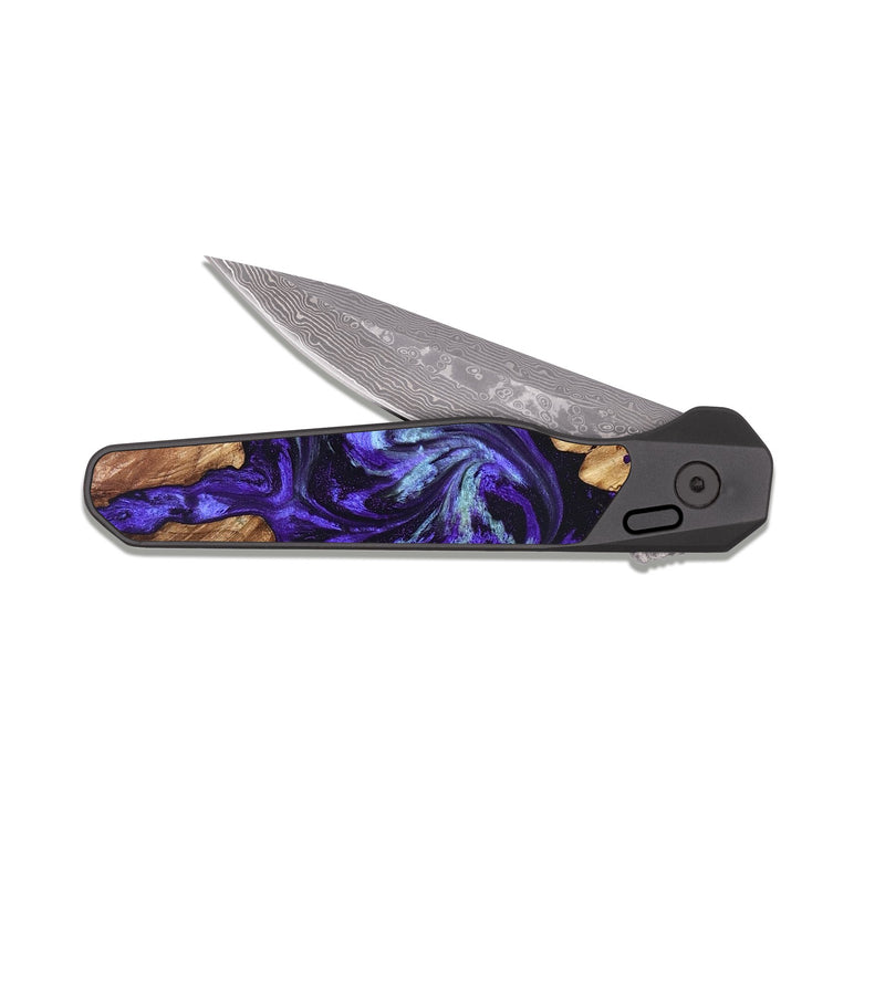 EDC Dark Damascus Wood Pocket Knife - Johan (Purple, 826359)