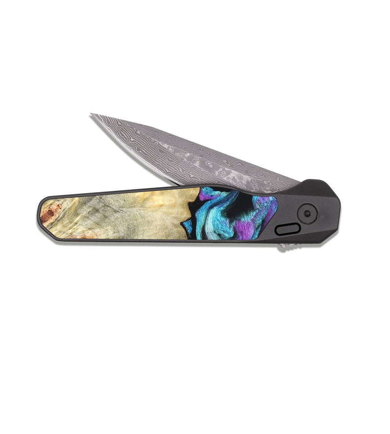EDC Dark Damascus Wood Pocket Knife - Elvera (Purple, 826361)