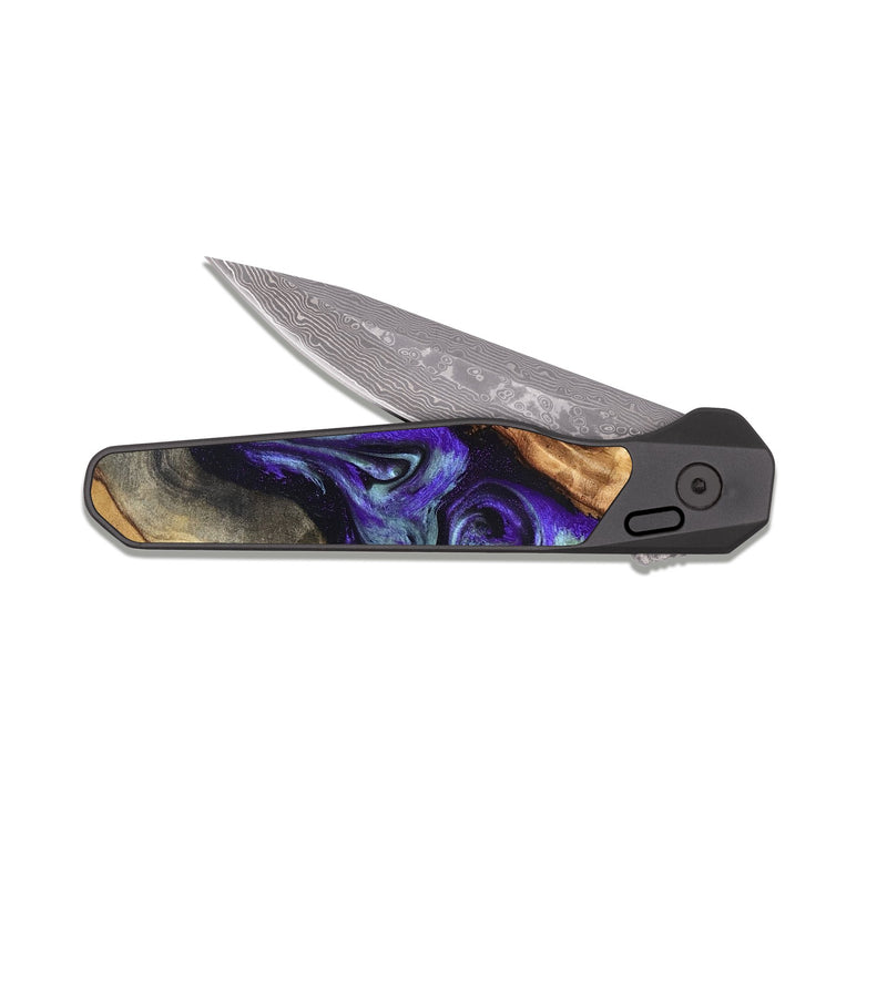 EDC Dark Damascus Wood Pocket Knife - Bradyn (Purple, 826368)