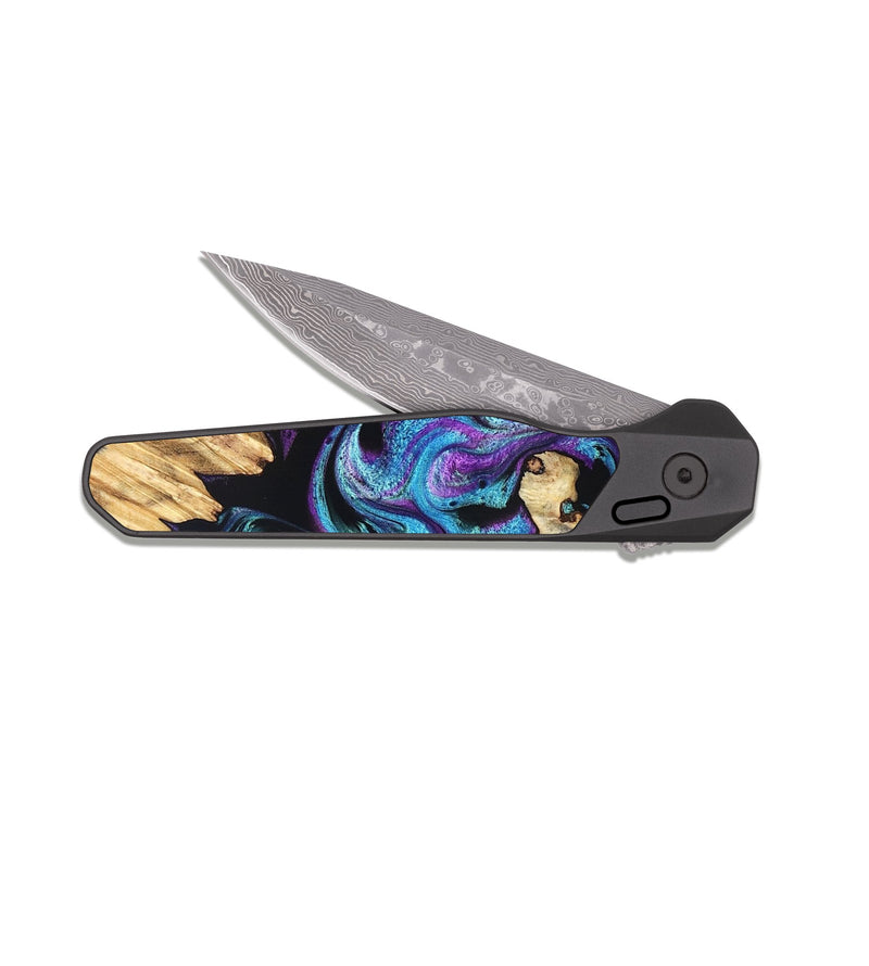 EDC Dark Damascus Wood Pocket Knife - Rhoda (Purple, 826371)