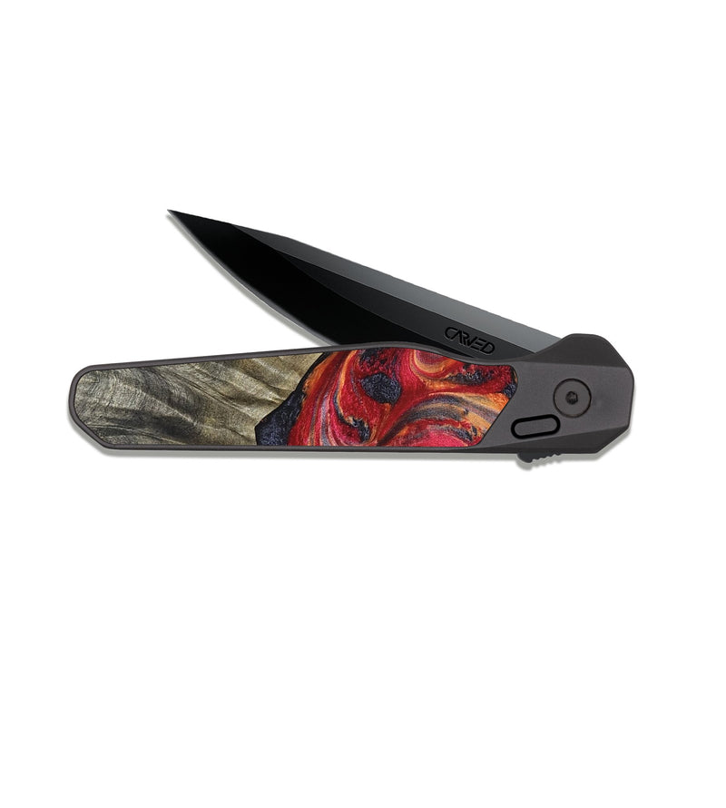 EDC Dark Slate Wood Pocket Knife - Theron (Red, 826377)