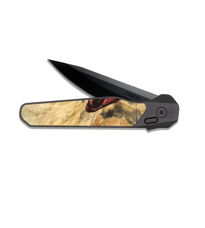 EDC Dark Slate Wood Pocket Knife - Aidyn (Red, 826382)