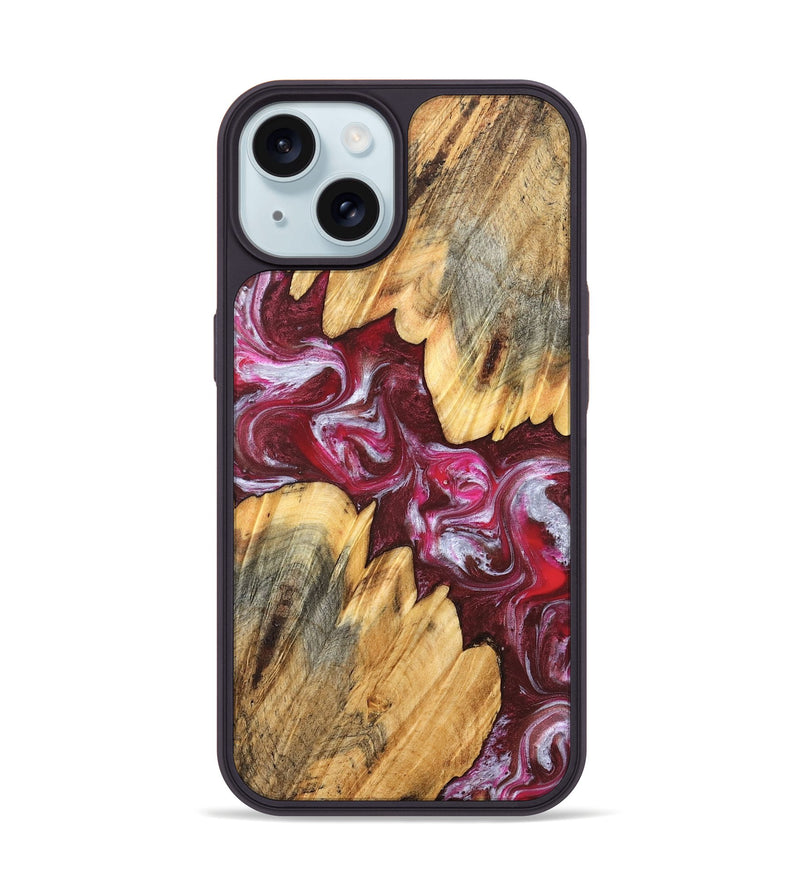 iPhone 15 Wood Phone Case - Jessi (Red, 826384)