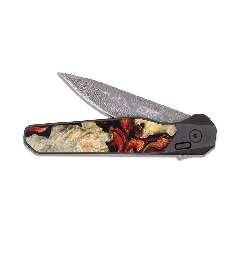 EDC Dark Damascus Wood Pocket Knife - Lawson (Red, 826385)