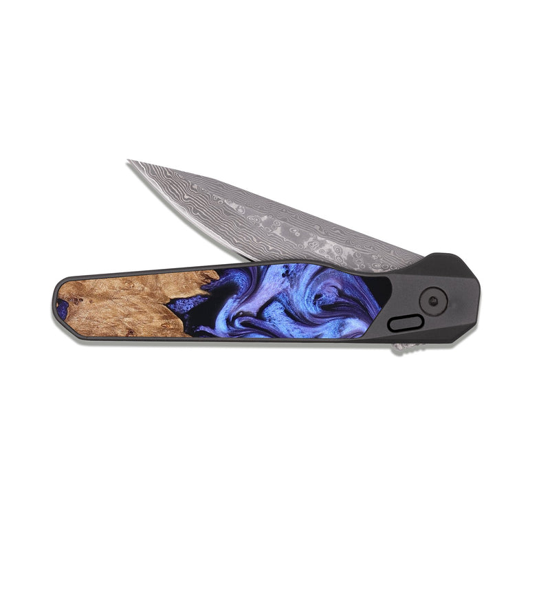EDC Dark Damascus Wood Pocket Knife - Manuel (Purple, 826395)