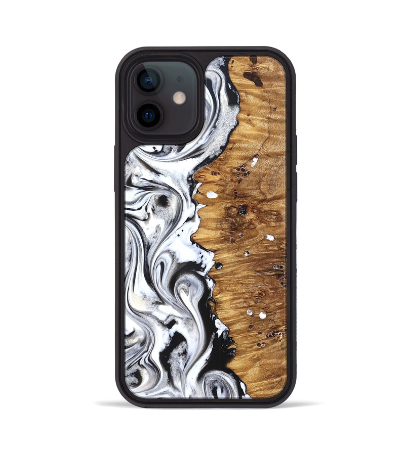 iPhone 12 Wood Phone Case - Lamont (Black & White, 826396)