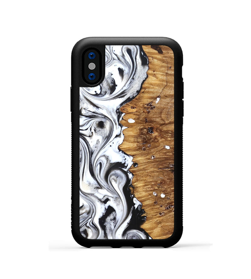 iPhone Xs Wood Phone Case - Lamont (Black & White, 826396)