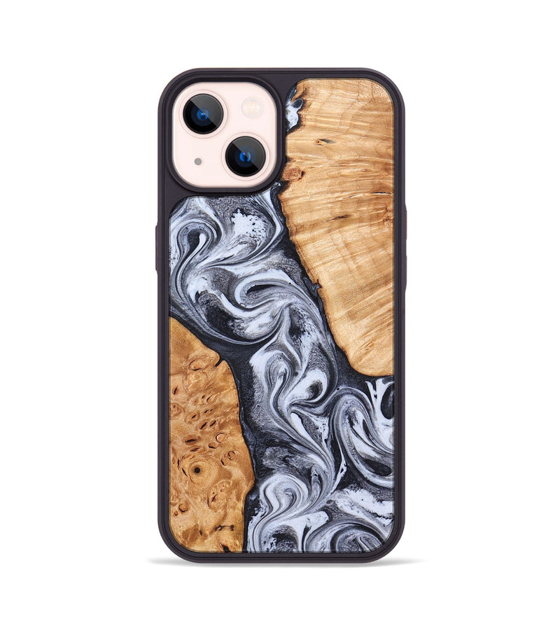 iPhone 14 Wood Phone Case - Cindy (Black & White, 826397)