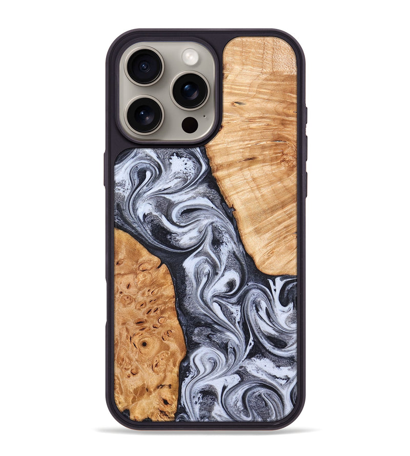 iPhone 16 Pro Max Wood Phone Case - Cindy (Black & White, 826397)