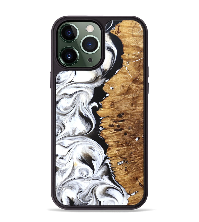 iPhone 13 Pro Max Wood Phone Case - Rianna (Black & White, 826398)