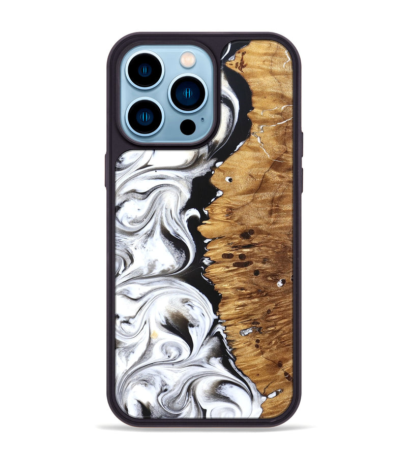 iPhone 14 Pro Max Wood Phone Case - Rianna (Black & White, 826398)