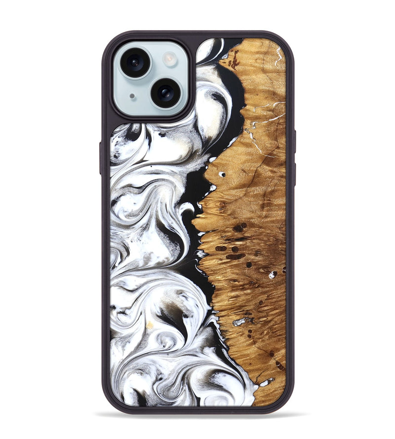 iPhone 15 Plus Wood Phone Case - Rianna (Black & White, 826398)