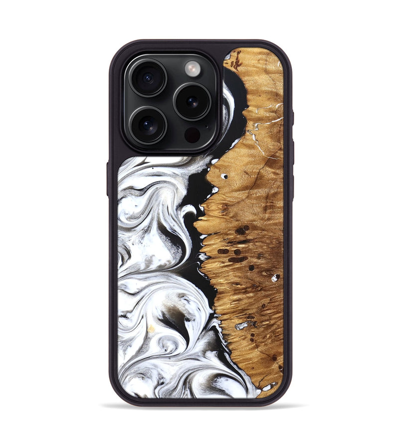 iPhone 15 Pro Wood Phone Case - Rianna (Black & White, 826398)