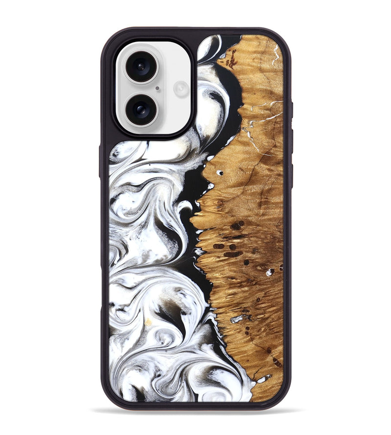 iPhone 16 Plus Wood Phone Case - Rianna (Black & White, 826398)
