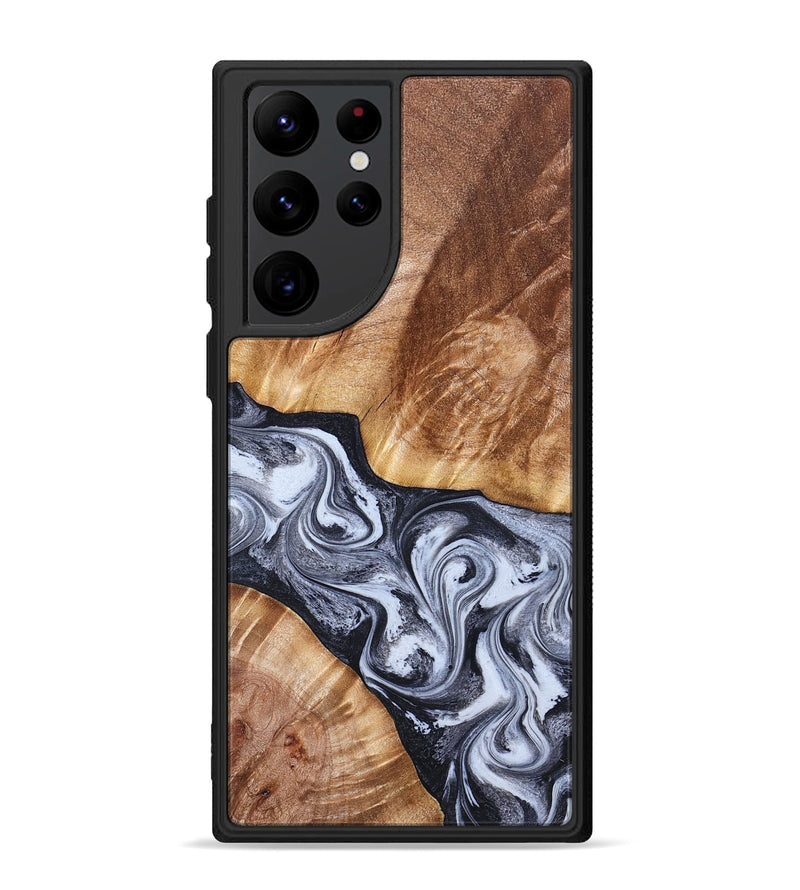 Galaxy S22 Ultra Wood Phone Case - Tess (Black & White, 826399)