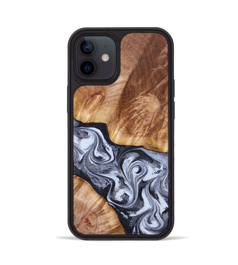 iPhone 12 Wood Phone Case - Tess (Black & White, 826399)