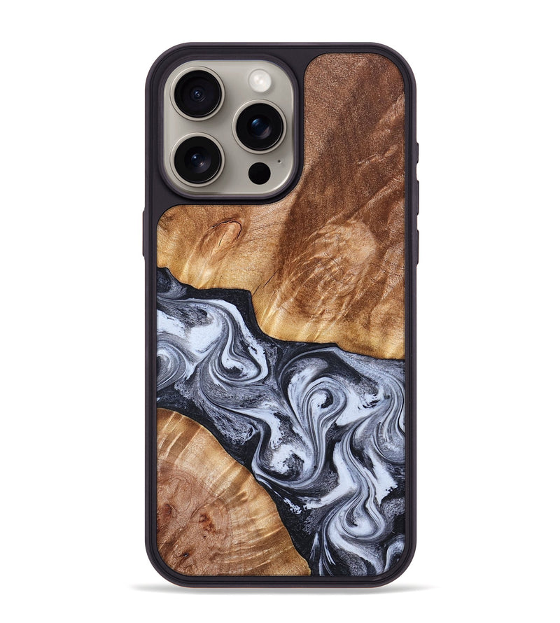 iPhone 15 Pro Max Wood Phone Case - Tess (Black & White, 826399)