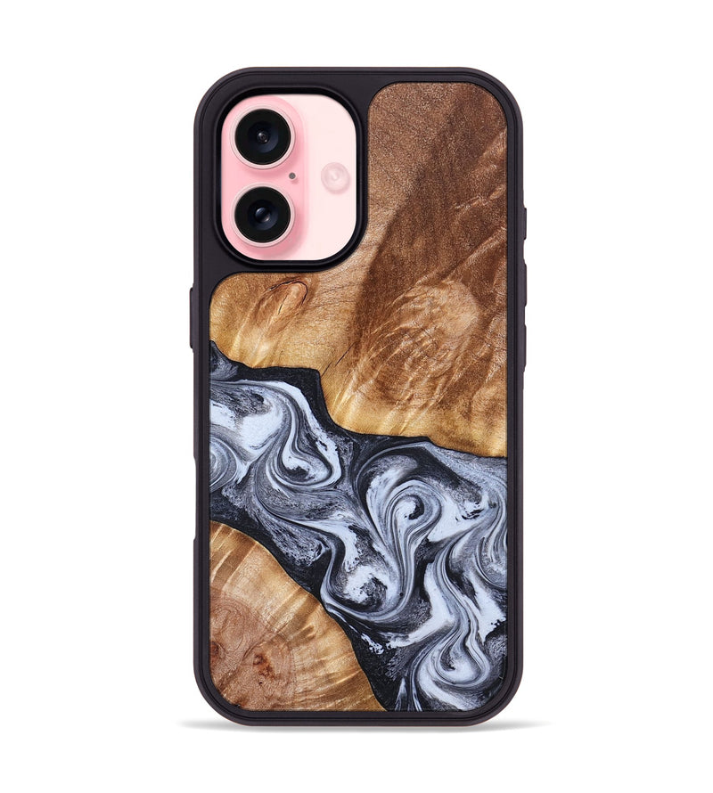 iPhone 16 Wood Phone Case - Tess (Black & White, 826399)