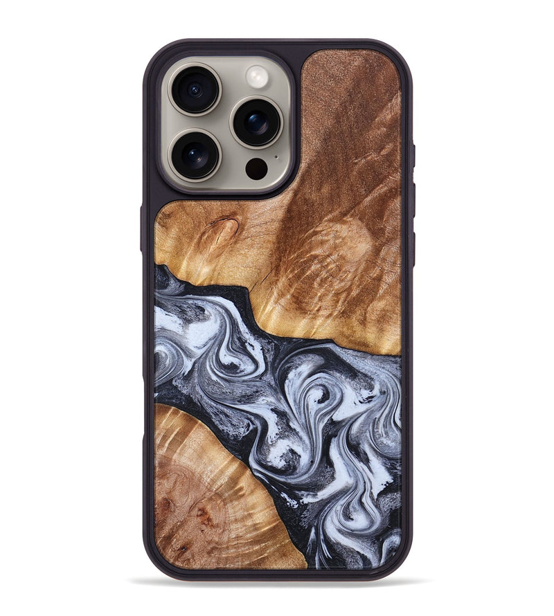 iPhone 16 Pro Max Wood Phone Case - Tess (Black & White, 826399)