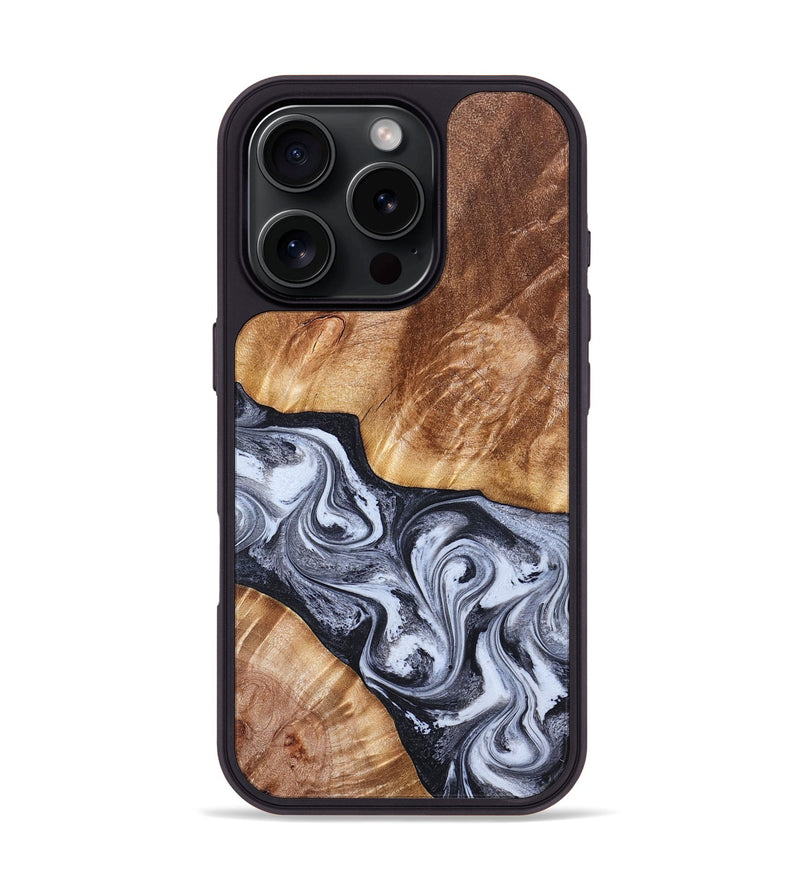 iPhone 16 Pro Wood Phone Case - Tess (Black & White, 826399)