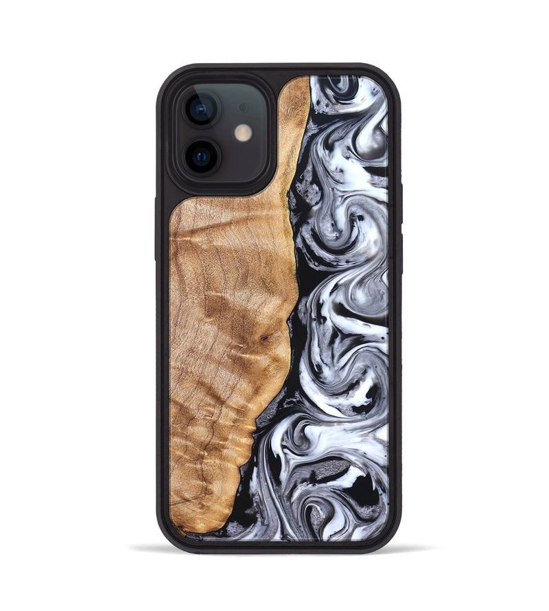 iPhone 12 Wood Phone Case - Rhonda (Black & White, 826402)