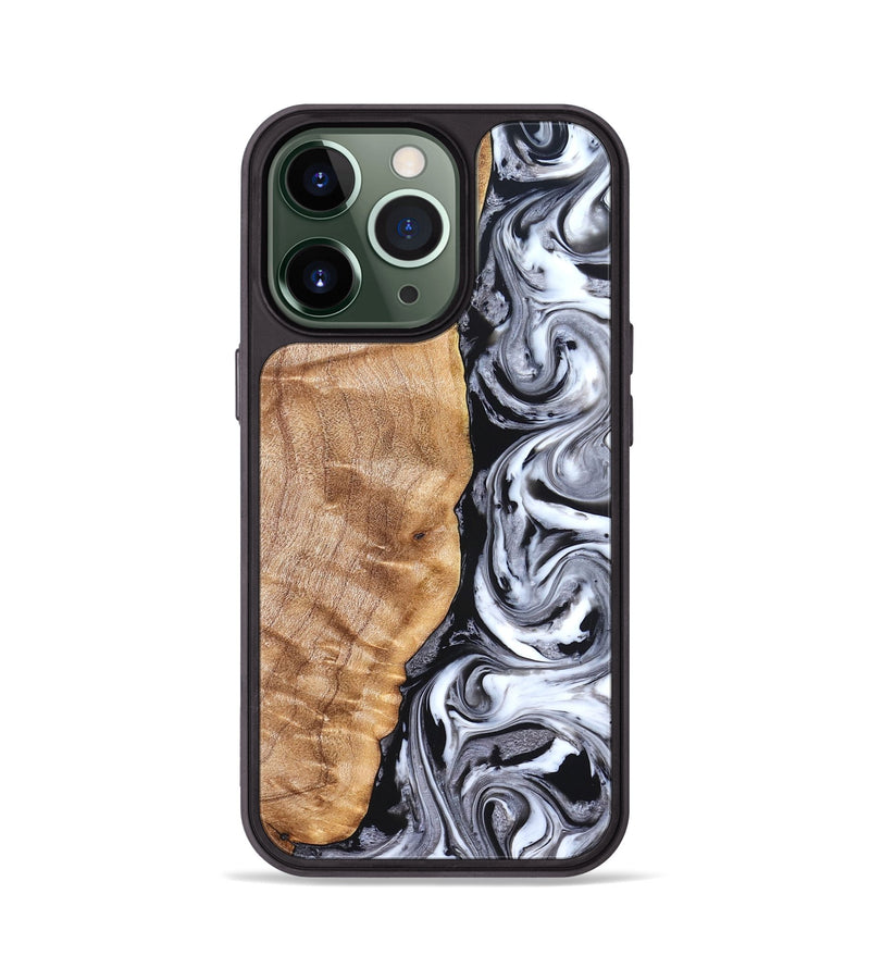iPhone 13 Pro Wood Phone Case - Rhonda (Black & White, 826402)
