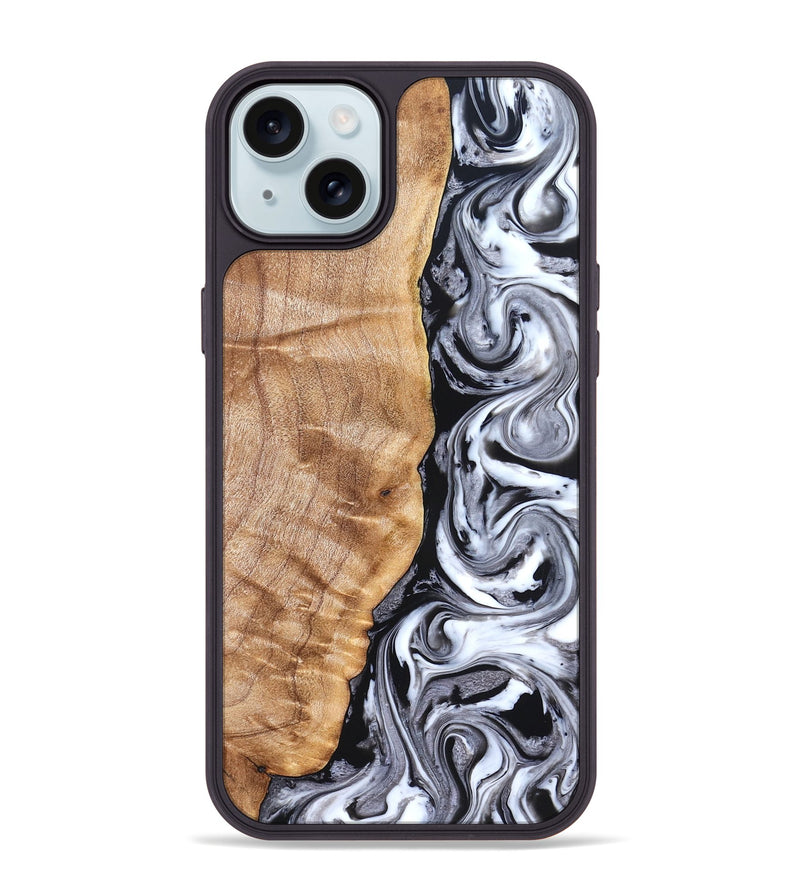 iPhone 15 Plus Wood Phone Case - Rhonda (Black & White, 826402)