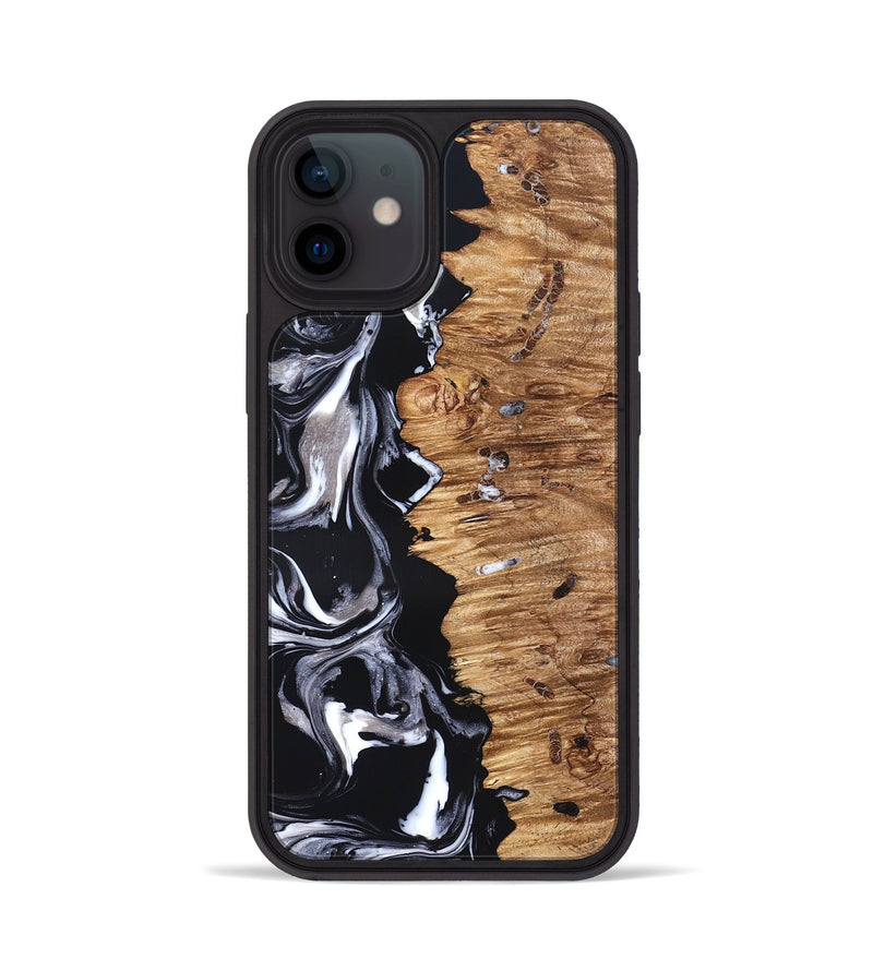iPhone 12 Wood Phone Case - Blaire (Black & White, 826404)