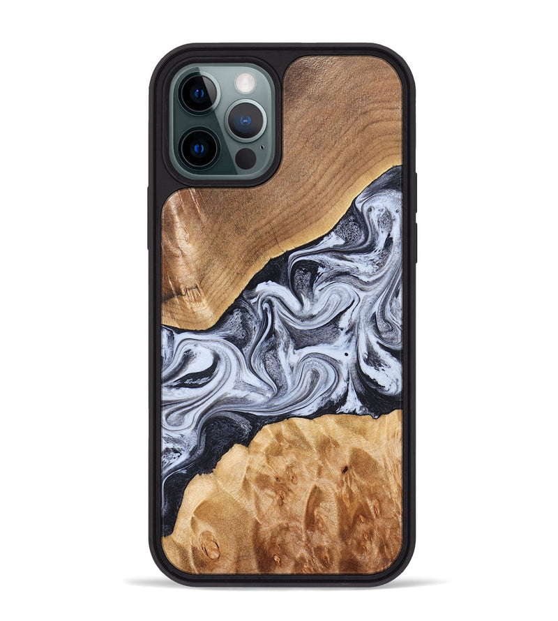 iPhone 12 Pro Max Wood Phone Case - Dani (Black & White, 826405)