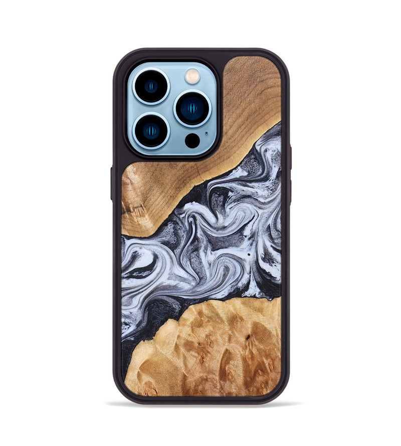 iPhone 14 Pro Wood Phone Case - Dani (Black & White, 826405)