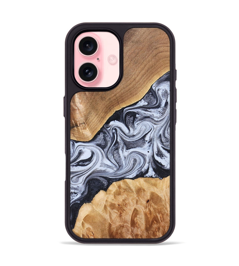 iPhone 16 Wood Phone Case - Dani (Black & White, 826405)