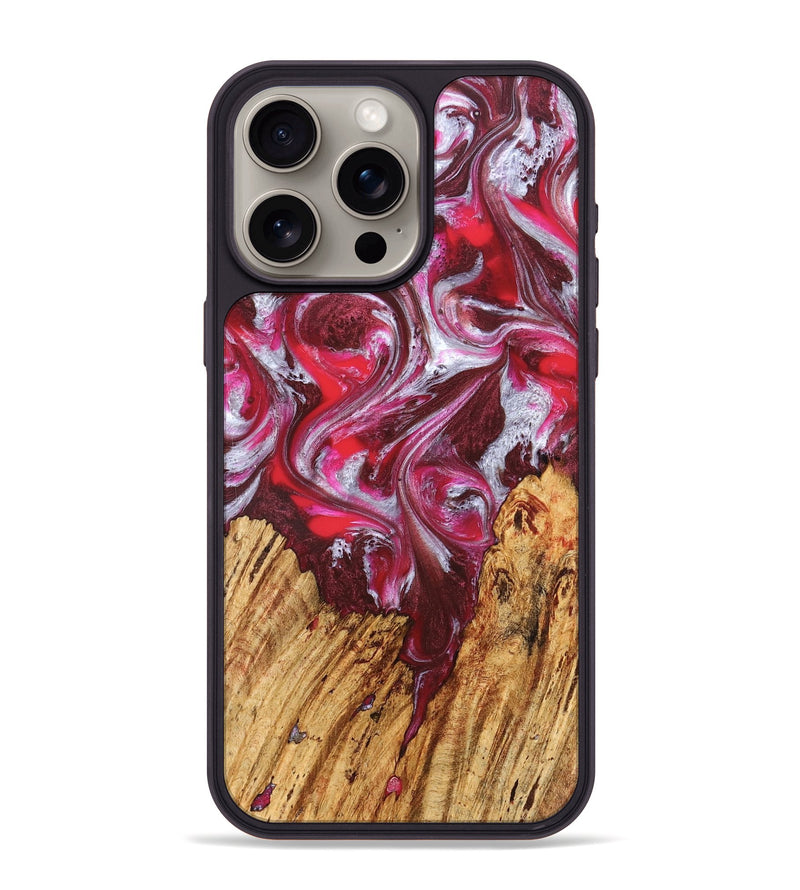 iPhone 15 Pro Max Wood Phone Case - Kadijah (Red, 826408)