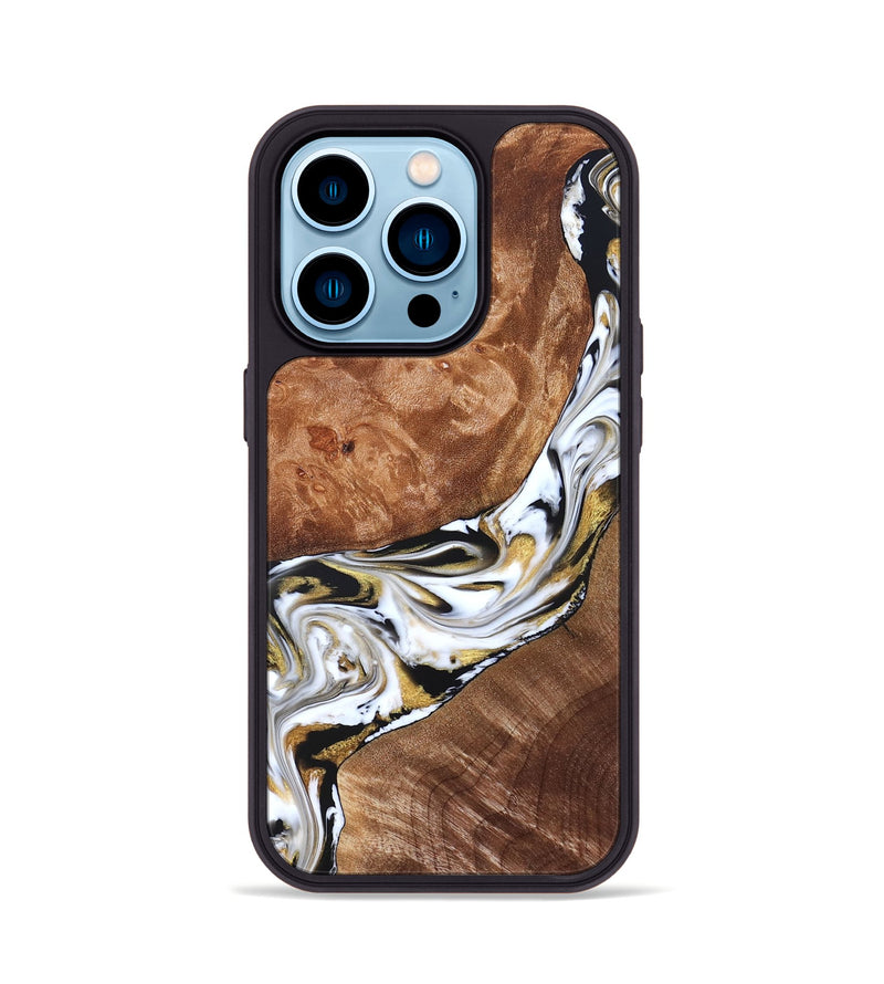 iPhone 14 Pro Wood Phone Case - Ernesto (Black & White, 826417)