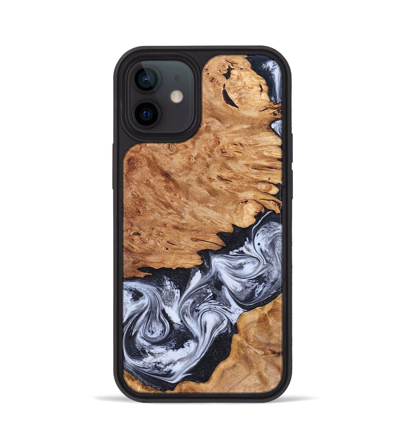 iPhone 12 Wood Phone Case - Tom (Black & White, 826418)