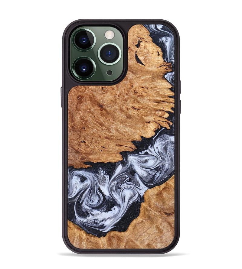 iPhone 13 Pro Max Wood Phone Case - Tom (Black & White, 826418)