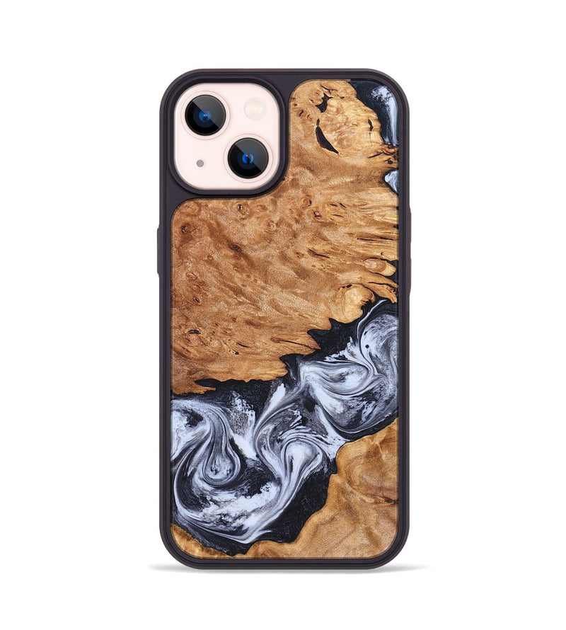 iPhone 14 Wood Phone Case - Tom (Black & White, 826418)