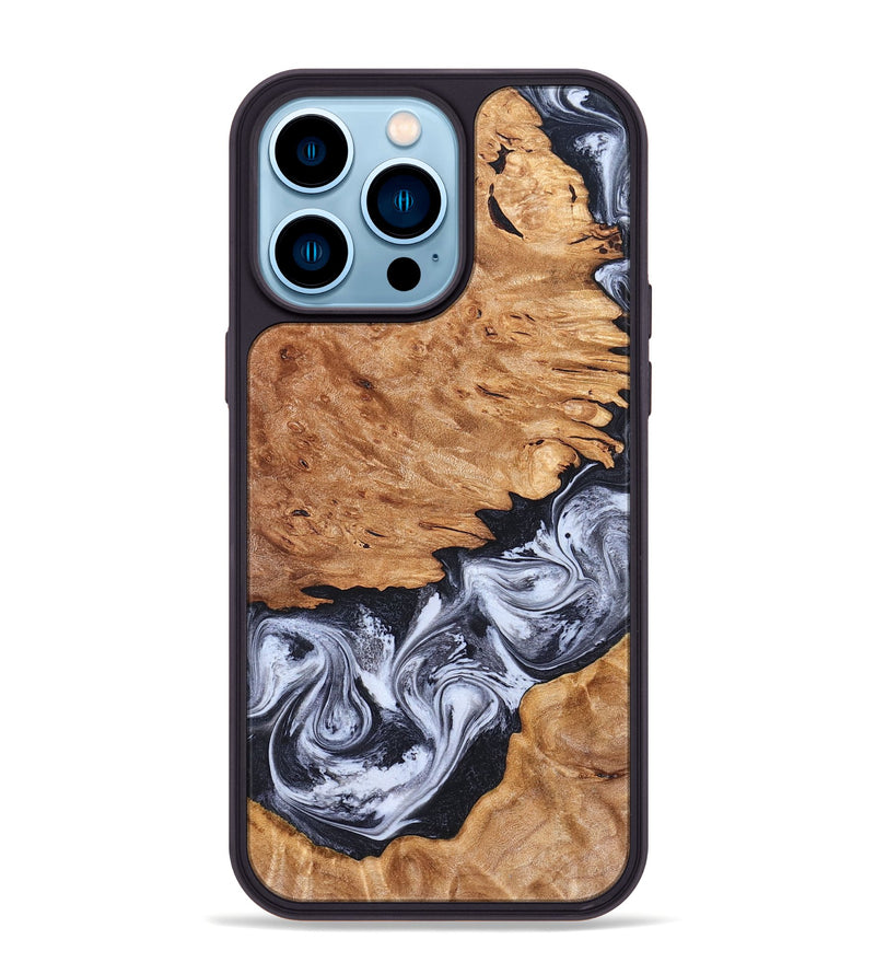 iPhone 14 Pro Max Wood Phone Case - Tom (Black & White, 826418)