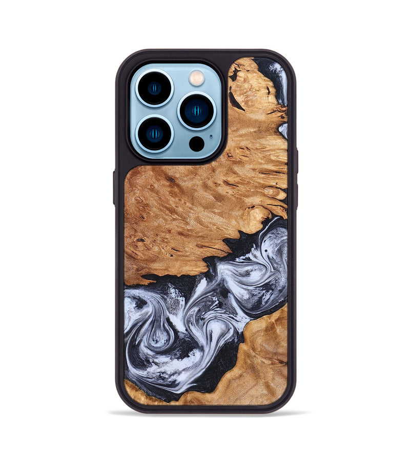 iPhone 14 Pro Wood Phone Case - Tom (Black & White, 826418)