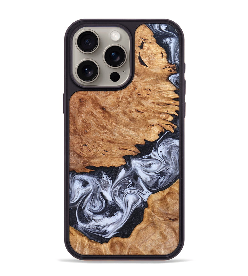 iPhone 15 Pro Max Wood Phone Case - Tom (Black & White, 826418)