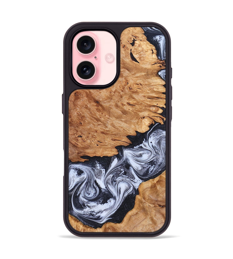 iPhone 16 Wood Phone Case - Tom (Black & White, 826418)